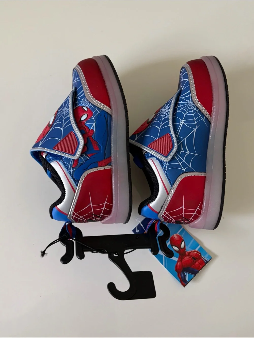 ❤️Spider-Man Kids Light-Up Sneakers in Blue and Red Size 8 New